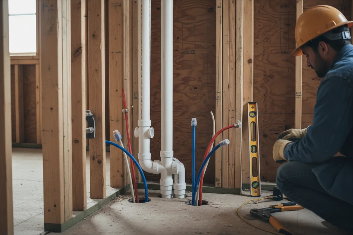 Drain and supply rough-in during Leak Detection in Monument Beach