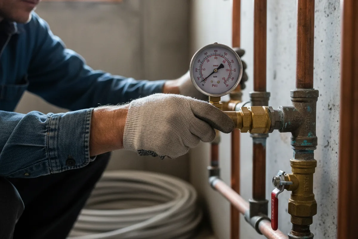 Pressure testing a repaired line during Water Line Repair in Monument Beach